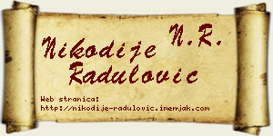 Nikodije Radulović vizit kartica